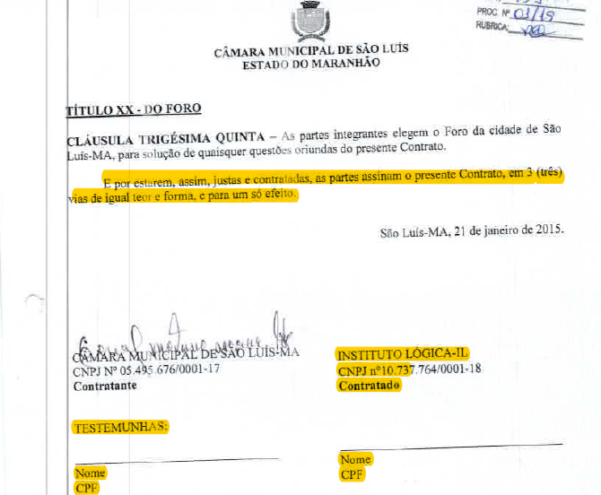 Luíza Coutinho Gomes nunca assinou o registro de contrato